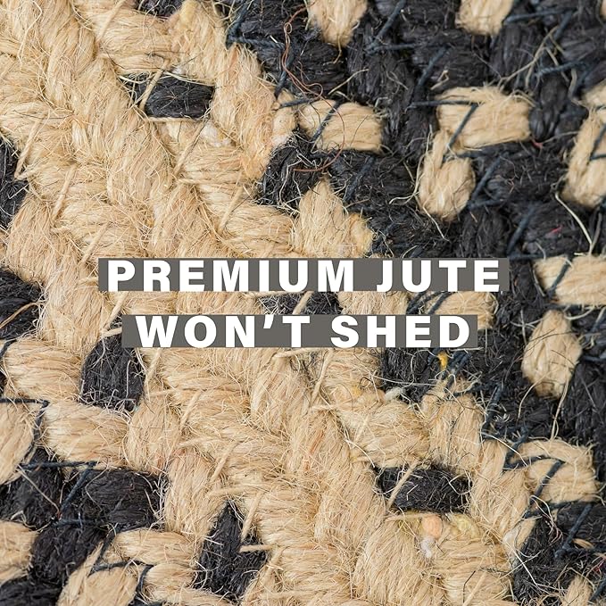 Manchester Black Braided Oval Area Rugs, Jute, 5x8' - Perfect Country Primitive Decor for Living Room, Dining Room, Everywhere