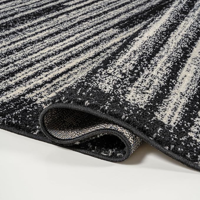 JONATHAN Y Khalil Modern Berber Stripe Black/Cream Indoor Area Rug, 5x8, Contemporary, Bohemian, Easy-Cleaning for Living Room, Bedroom, Kitchen, Pet Friendly, Non-Shedding (MOH207F-5)