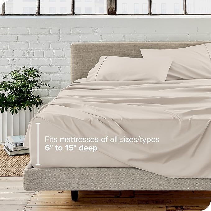Bare Home Full XL Sheet Set - Luxury 1800 Ultra-Soft Microfiber Full Extra Long Bed Sheets - Double Brushed - Deep Pockets - Easy Fit - 4 Piece Set - Bedding Sheets & Pillowcases (Full XL, Wheat)