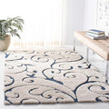 SAFAVIEH Florida Shag Collection Area Rug - 5'3" x 7'6", Cream & Blue, Scroll Design, Non-Shedding & Easy Care, 1.2-inch Thick Ideal for High Traffic Areas in Living Room, Bedroom (SG455-1165)