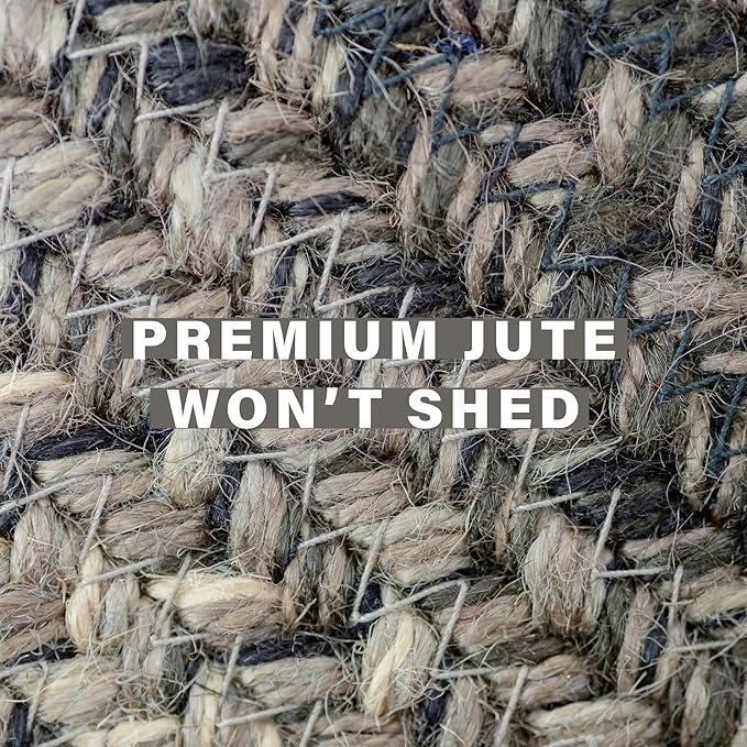 Homespice Flint Hill Jute Braided Area Rugs 5x8' - Gray Braided Rugs for Living Room and Bedroom