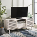 SAFAVIEH ESMA TV Stand for up to 60" Flatscreen – Bleached White, Low Sideboard with 2 Sliding Doors, 1 Open Shelf, 1 Drawer, Entertainment Media Console (MED9638C)