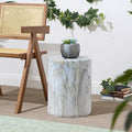 JONATHAN Y TBL1101B Troy 16" Modern Minimalist Faux Marble Column Indoor/Outdoor Indoor/Outdoor Accent Table Modern, Contemporary, Minimalist, Transitional for Living Room, Garden, Patio, Gray/Gold