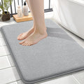 OLANLY Thick Memory Foam Bath Mat Rug 24x16, Extra Soft Absorbent Bathroom Rug, Quick Dry Bath Mats, Non-Slip, Machine Washable Carpet for Bathroom, Tub and Shower, Home Decor Accessories, Light Grey