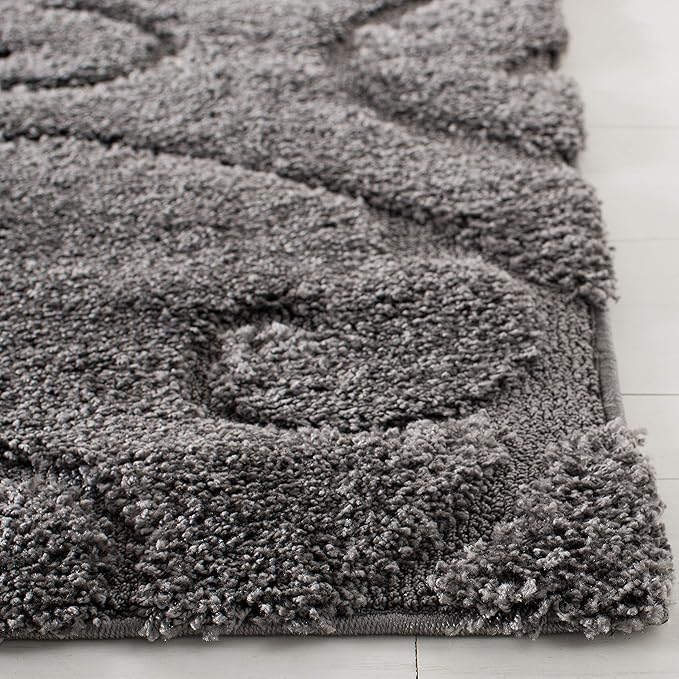 SAFAVIEH Florida Shag Collection Runner Rug - 2'3" x 17', Grey, Scroll Design, Non-Shedding & Easy Care, 1.2-inch Thick Ideal for High Traffic Areas in Living Room, Bedroom (SG455-8013)