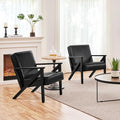 Yaheetech Accent Chair, PU Leather Reading Chair, Mid Century Modern Arm Chair with Solid Wood Frame for Living Room Bedroom Waiting Room, 2 Pieces, Black
