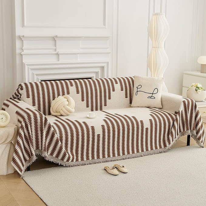 HAOMAIJIA Boho Sofa Covers Couch Covers for 3 Cushion Couch Sofa Pet Friendly Soft Thick Couch Cover for Dogs Washable Sectional Couch Covers L Shape Furniture Protector (Brown, 71"x150")