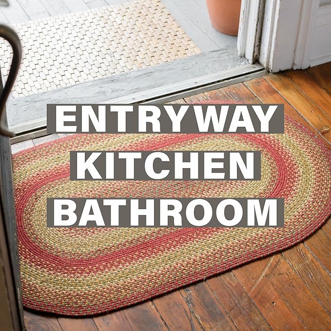 Cider Barn Cranberry Red Jute Braided Rug, 20x30 Rectangle - Perfect Country Rustic Decor for Kitchen, Entryway, Everywhere