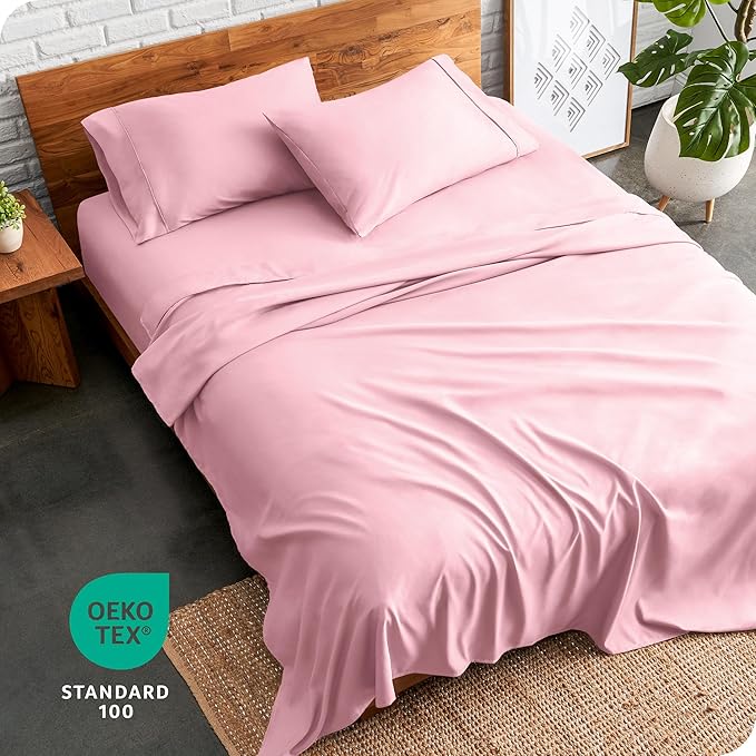 Bare Home Sheet Set - College Dorm Size - Luxury 1800 Ultra-Soft Microfiber Bed Sheets - Deep Pockets - Easy Fit - Extra Soft - 3 Piece Set (Twin XL, Light Pink)