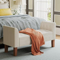 Awonde Storage Bench for Bedroom End of Bed Button Tufted Upholstered Bench Storage Ottoman Bench with Arms 52" Settee Bench Ivory Linen
