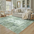 5x7 Washable Area Rug Dark Green Modern Neutral Abstract Living Room Bedroom Indoor Floor Carpet Low Pile Soft Non-Slip Lightweight Vacuumable Throw Rug for Kitchen Nursery Dining Room