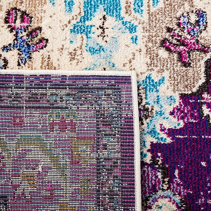 SAFAVIEH Monaco Collection Accent Rug - 2'2" x 4', Violet & Light Blue, Medallion Distressed Design, Non-Shedding & Easy Care, Ideal for High Traffic Areas in Entryway, Living Room, Bedroom (MNC243L)