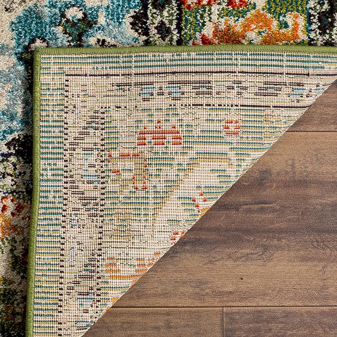 SAFAVIEH Monaco Collection Accent Rug - 3' x 5', Forest Green & Light Blue, Distressed Design, Non-Shedding & Easy Care, Ideal for High Traffic Areas in Entryway, Living Room, Bedroom (MNC243F)