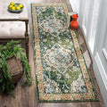 SAFAVIEH Monaco Collection Runner Rug - 2'2" x 16', Forest Green & Light Blue, Medallion Distressed Design, Non-Shedding & Easy Care, Ideal for High Traffic Areas in Living Room, Bedroom (MNC243F)