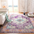 SAFAVIEH Monaco Collection Area Rug - 9' x 12', Violet & Light Blue, Boho Chic Medallion Distressed Design, Non-Shedding & Easy Care, Ideal for High Traffic Areas in Living Room, Bedroom (MNC243L)