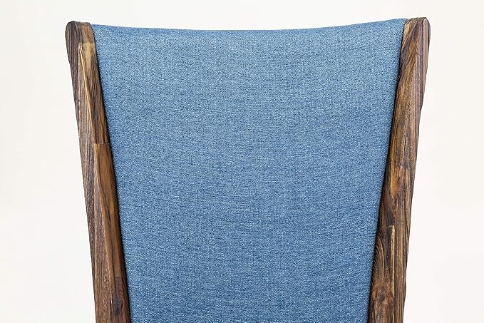 East West Furniture VEP7T21 Verona Parson Kitchen Chairs - Nailhead Trim Blue Color Linen Fabric Upholstered Dining Chairs, Set of 2, Jacobean