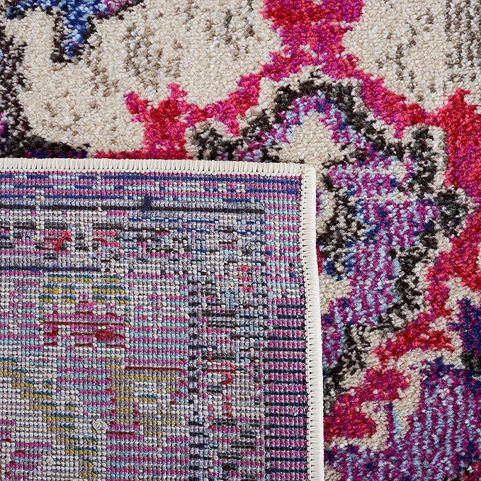 SAFAVIEH Monaco Collection Runner Rug - 2'2" x 10', Violet & Fuchsia, Boho Chic Medallion Distressed Design, Non-Shedding & Easy Care, Ideal for High Traffic Areas in Living Room, Bedroom (MNC243P)