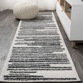 JONATHAN Y Khalil Modern Berber Stripe Cream/Black Runner Rug, 2x8, Contemporary, Bohemian, Easy-Cleaning for Living Room, Bedroom, Kitchen, Pet Friendly, Non-Shedding (MOH207A-28)