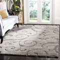SAFAVIEH Florida Shag Collection Area Rug - 5'3" x 7'6", Grey & Light Blue, Scroll Design, Non-Shedding & Easy Care, 1.2-inch Thick Ideal for High Traffic Areas in Living Room, Bedroom (SG455-1160)