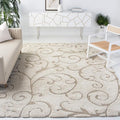 SAFAVIEH Area Rug 8x10 - Florida Shag Collection - Large - Cream & Beige, Scroll Design, Non-Shedding & Easy Cleaning, Plush Thick Pile, Ideal for Living Room, Bedroom, Dining Space (SG455-1113)