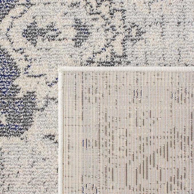 SAFAVIEH Monaco Collection Accent Rug - 4' x 5'7", Ivory & Grey, Boho Medallion Distressed Design, Non-Shedding & Easy Care, Ideal for High Traffic Areas in Entryway, Living Room, Bedroom (MNC243B)