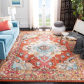 SAFAVIEH Monaco Collection Area Rug - 10' x 14', Orange & Light Blue, Boho Chic Medallion Distressed Design, Non-Shedding & Easy Care, Ideal for High Traffic Areas in Living Room, Bedroom (MNC243H)