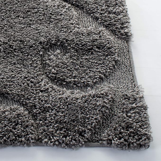 SAFAVIEH Florida Shag Collection Area Rug - 8'6" x 12', Grey, Scroll Design, Non-Shedding & Easy Care, 1.2-inch Thick Ideal for High Traffic Areas in Living Room, Bedroom (SG455-8013)