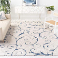 SAFAVIEH Florida Shag Collection Area Rug - 9'6" x 13', Cream & Blue, Scroll Design, Non-Shedding & Easy Care, 1.2-inch Thick Ideal for High Traffic Areas in Living Room, Bedroom (SG455-1165)