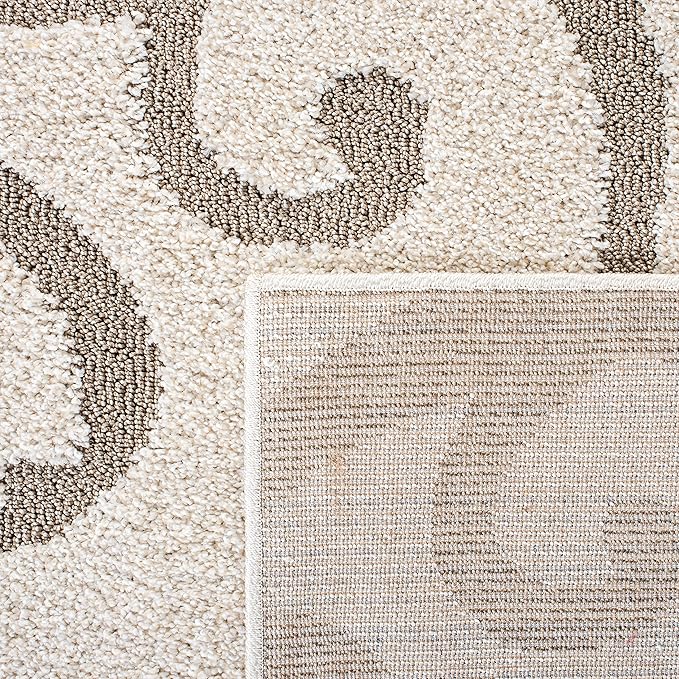 SAFAVIEH Florida Shag Collection Accent Rug - 4' x 6', Ivory & Beige, Scroll Design, Non-Shedding & Easy Care, 1.2-inch Thick Ideal for High Traffic Areas in Foyer, Living Room, Bedroom (SG455-13LT)