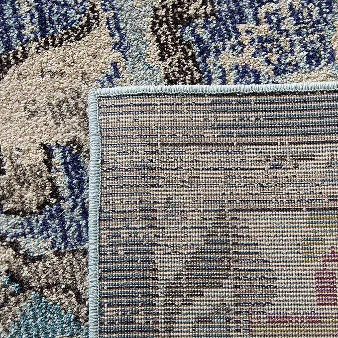 SAFAVIEH Monaco Collection Runner Rug - 2'2" x 10', Navy & Light Blue, Boho Chic Medallion Distressed Design, Non-Shedding & Easy Care, Ideal for High Traffic Areas in Living Room, Bedroom (MNC243N)