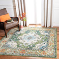 SAFAVIEH Monaco Collection Area Rug - 10' Square, Forest Green & Light Blue, Medallion Distressed Design, Non-Shedding & Easy Care, Ideal for High Traffic Areas in Living Room, Bedroom (MNC243F)
