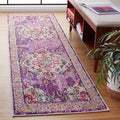 SAFAVIEH Monaco Collection Runner Rug - 2'2" x 6', Violet & Fuchsia, Boho Chic Medallion Distressed Design, Non-Shedding & Easy Care, Ideal for High Traffic Areas in Living Room, Bedroom (MNC243P)