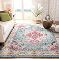 SAFAVIEH Monaco Collection 9' x 12' Light BlueFuchsia MNC243J Boho Chic Medallion Distressed Non-Shedding Living Room Bedroom Dining Home Office Area Rug