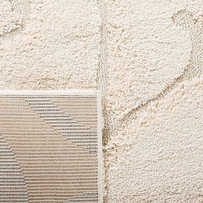 SAFAVIEH Florida Shag Collection Accent Rug - 3'3" x 5'3", Creme & Creme, Scroll, Non-Shedding & Easy Care, 1.2-inch Thick Ideal for High Traffic Areas in Entryway, Living Room, Bedroom (SG455-1111)