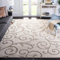 SAFAVIEH Florida Shag Collection Area Rug - 8'6" x 12', Ivory & Beige, Scroll Design, Non-Shedding & Easy Care, 1.2-inch Thick Ideal for High Traffic Areas in Living Room, Bedroom (SG455-13LT)