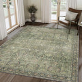 10X14 Area Rugs Machine Washable Rugs for Living Room, Vintage Boho Large Rugs for Bedroom Dining Room, Non Slip Indoor Soft Distressed Lightweight Thin Low Pile Carpet, Green