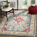 SAFAVIEH Monaco Collection 3' x 5' Light BlueFuchsia MNC243J Boho Chic Medallion Distressed Non-Shedding Living Room Bedroom Accent Rug