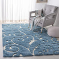 SAFAVIEH Florida Shag Collection Accent Rug - 4' x 6', Light Blue & Cream, Scroll, Non-Shedding & Easy Care, 1.2-inch Thick Ideal for High Traffic Areas in Entryway, Living Room, Bedroom (SG455-6011)