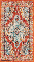SAFAVIEH Monaco Collection Accent Rug - 2'2" x 4', Orange & Light Blue, Medallion Distressed Design, Non-Shedding & Easy Care, Ideal for High Traffic Areas in Entryway, Living Room, Bedroom (MNC243H)