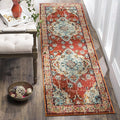 SAFAVIEH Monaco Collection Runner Rug - 2'2" x 14', Orange & Light Blue, Boho Chic Medallion Distressed Design, Non-Shedding & Easy Care, Ideal for High Traffic Areas in Living Room, Bedroom (MNC243H)