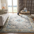 SAFAVIEH Monaco Collection X-Large Area Rug - 11' x 15', Grey & Light Blue, Medallion Distressed Design, Non-Shedding & Easy Care, Ideal for High Traffic Areas in Living Room, Bedroom (MNC243G)