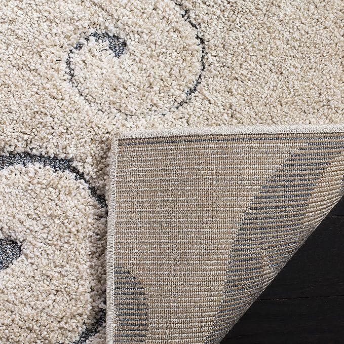 SAFAVIEH Florida Shag Collection Accent Rug - 2'3" x 5', Beige & Blue Grey, Scroll, Non-Shedding & Easy Care, 1.2-inch Thick Ideal for High Traffic Areas in Entryway, Living Room, Bedroom (SG455-1155)