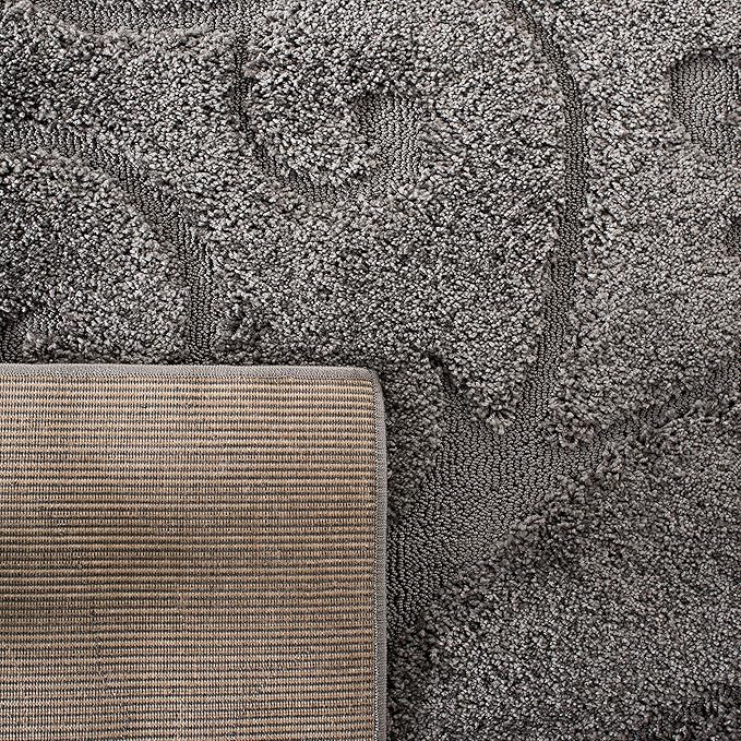 SAFAVIEH Florida Shag Collection Runner Rug - 2'3" x 15', Grey, Scroll Design, Non-Shedding & Easy Care, 1.2-inch Thick Ideal for High Traffic Areas in Living Room, Bedroom (SG455-8013)
